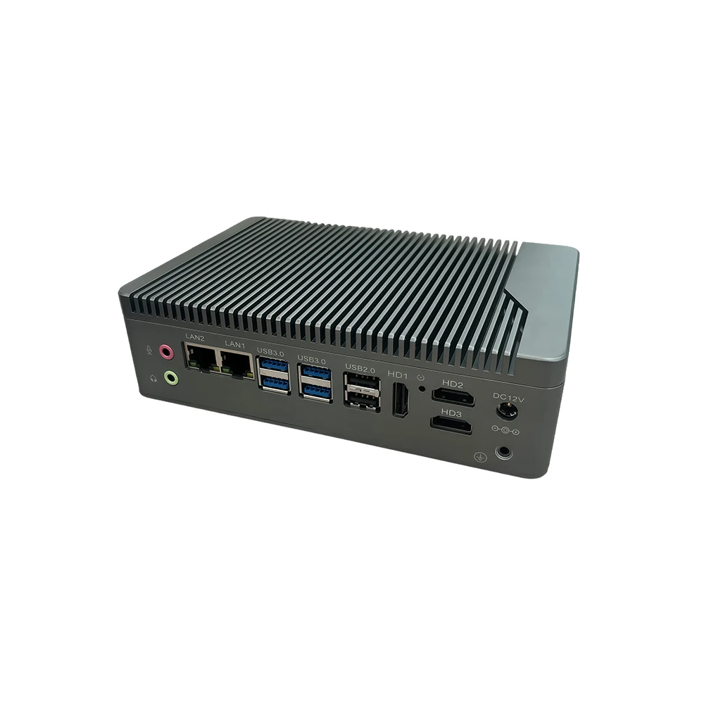 N97 Smart Factory Computer Fanless Mini PC Aluminum Chassis Dual Network 6COM Multi Display Industrial IoT Solution