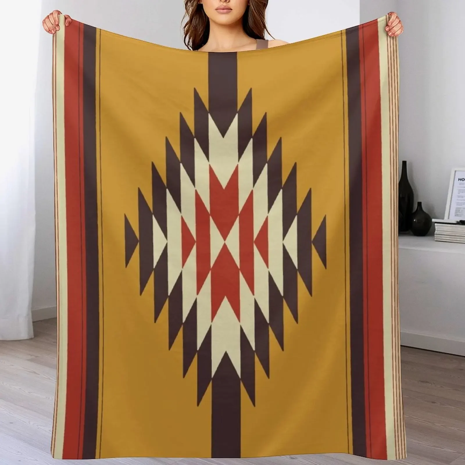 

Southwestern Yellow Throw Blanket Stylish Decor Blanket Gift for Friends Roommate