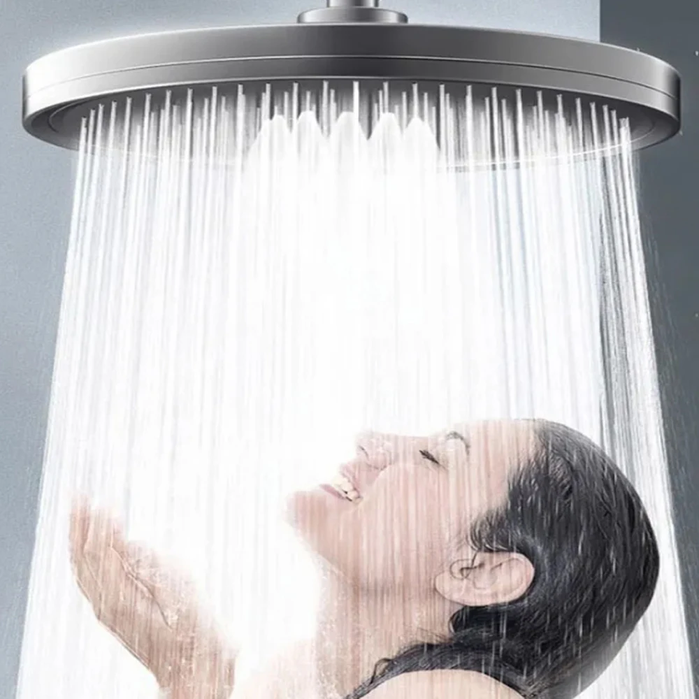 

6 Modes Large Flow Supercharge Ceiling Mounted Shower Head Silver High Pressure Abs Thicken Rainfall Shower Bathroom Accessories