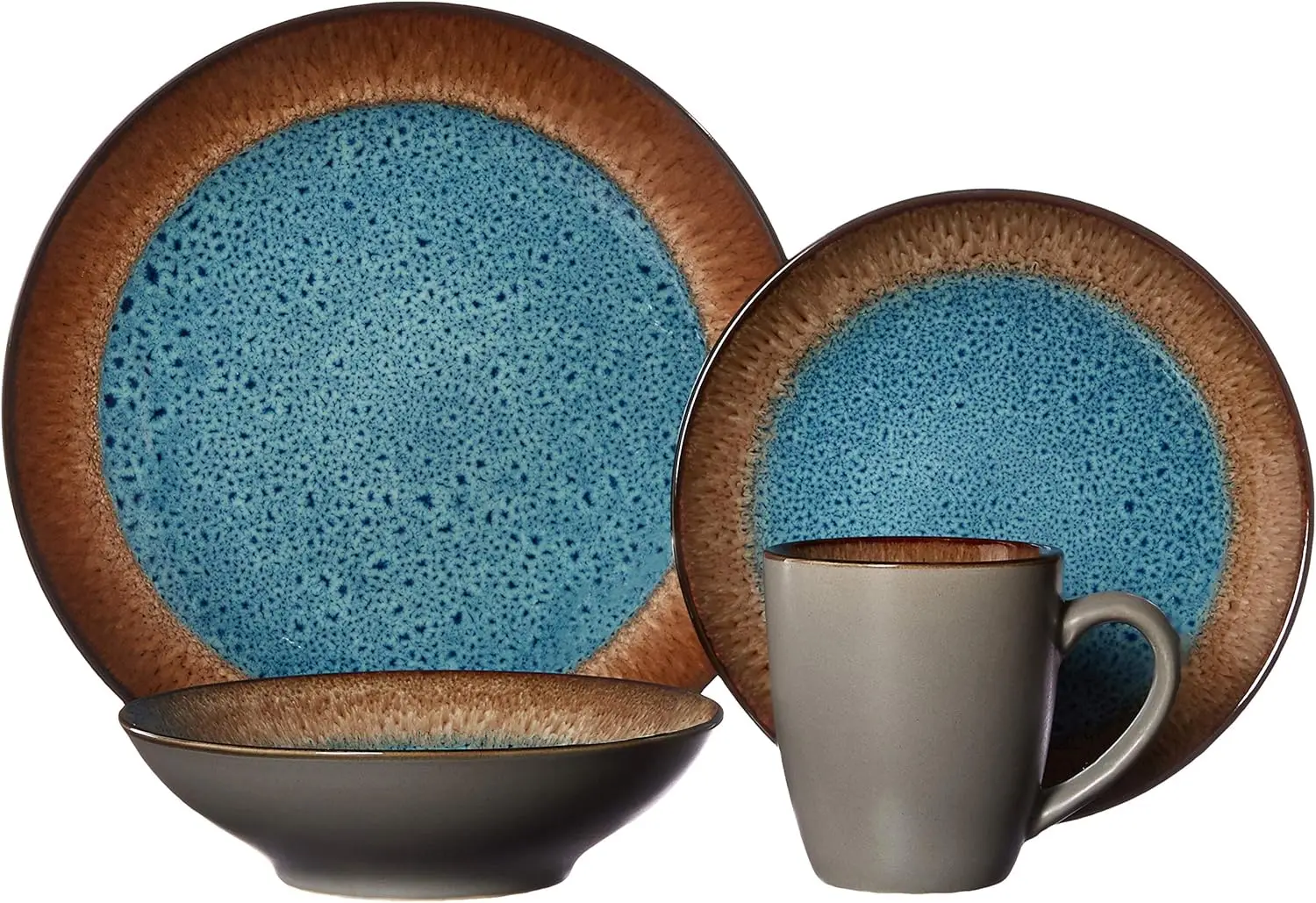 Monroe Blue 16-Piece Dinnerware Set, Assorted,Dishwasher and microwave safe