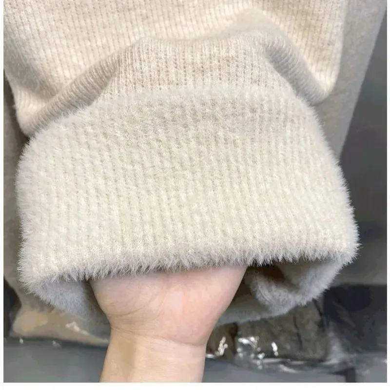 أنيقة عادية وهمية الرقبة قاعدة سترة شتاء دافئ المرأة طويلة الأكمام محبوك بلوفر ملون الخريف موضة تريكو 15