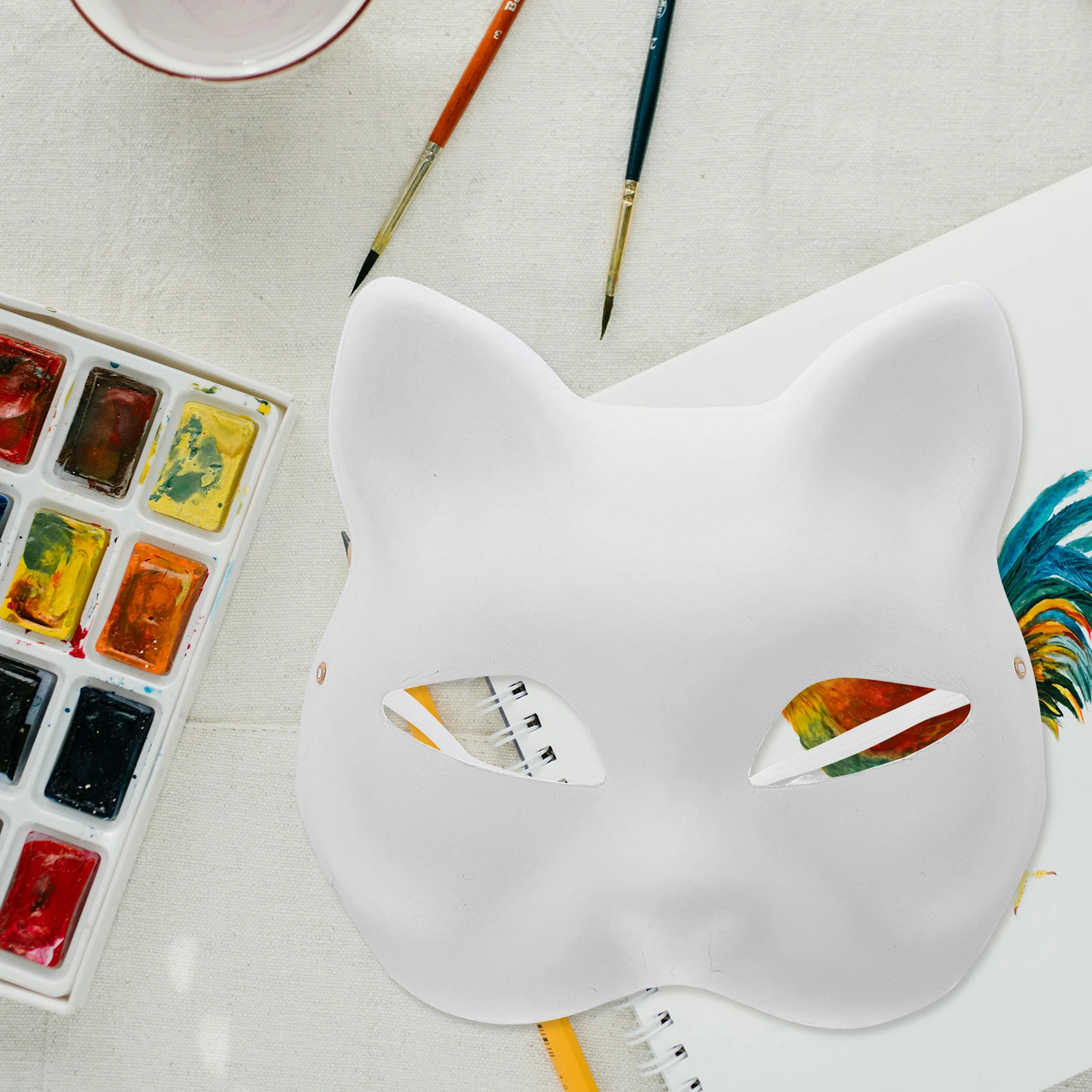 

5pcs DIY Blank Cat Masks White Paper Unpainted Masquerade Halloween Costume Cosplay Party Decorative Masks Safe Reliable