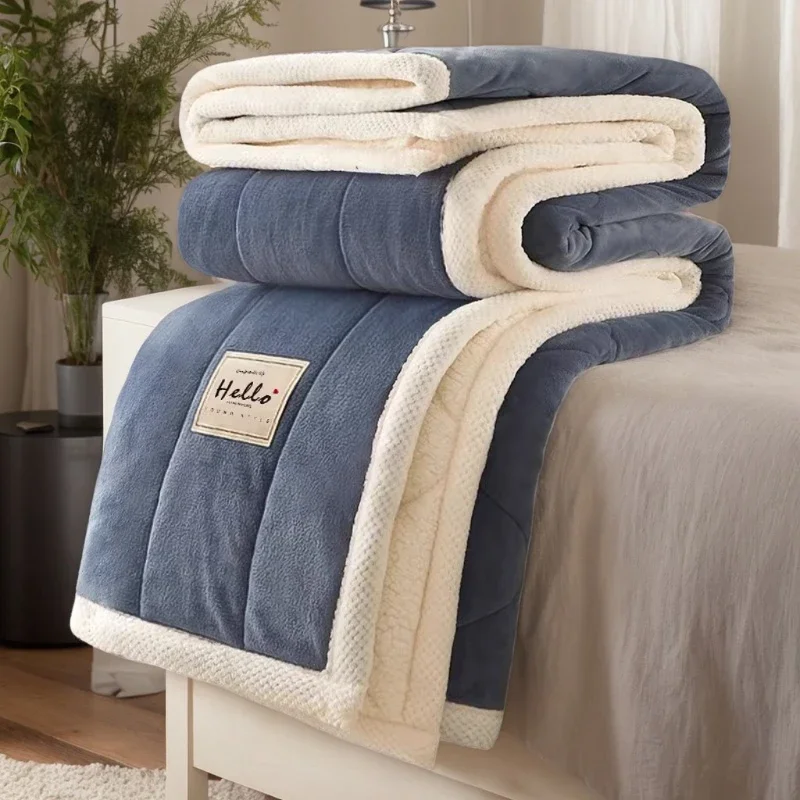 

Wool Throw Blanket Keep Warm Winter Bed Blankets Double Sided Queen Duvet Cover Camping Double Bed Cover Bedspread On The Bed
