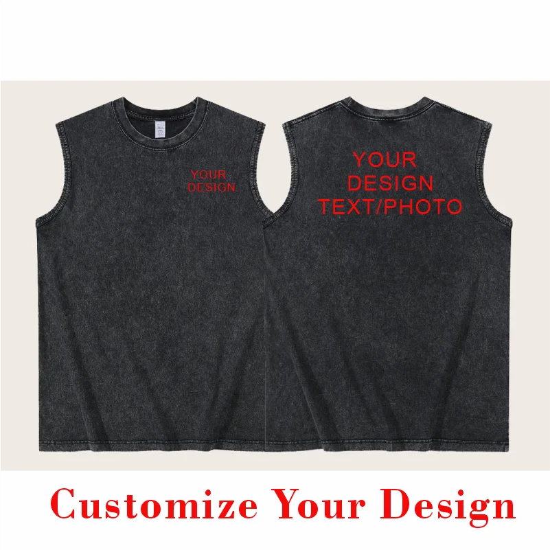 

Unisex New Fashion Tank 100% Cotton Top Summer Sleeveless Shirt Tanktop Male Top Gym Fitness Singlets Sport Customizable Printed
