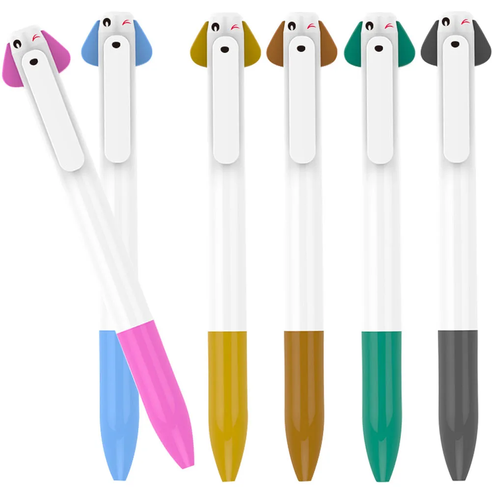 

6Pcs Ballpoint Pens Dog Design Stylish Press Writing Stationery Creative Portable Ergonomic Business Use