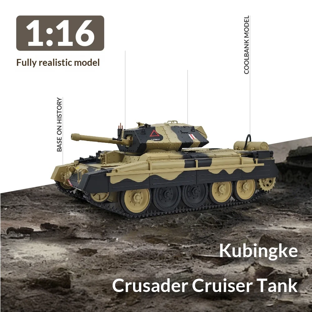1/16 Scale Rc British Crusader Tank Simulated Tracked Armored Vehicle Model Remote Control Military Hobby Collectible Toy