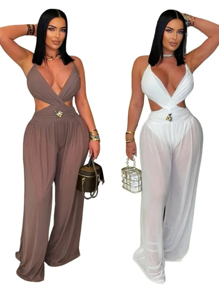 

2025 New Women Jumpsuits For Summer Autumn Sleeveless Loose Fashion Streetwear Overalls Wide Leg Pants Trousers