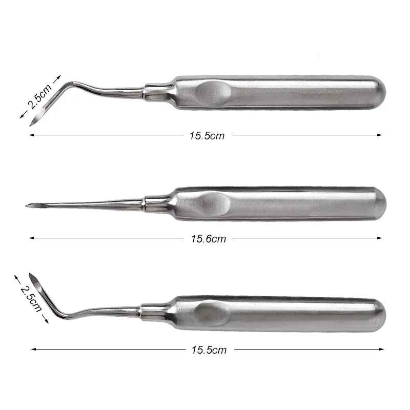 Thin-Handled Dental Root Apex Elevators Extraction Triangular T-Shape Straight Curved Tools for Professional Dental Use