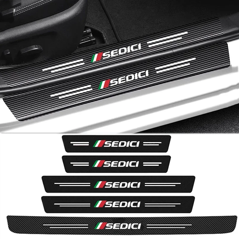 Car Door Threshold Sill Stickers Scuff Plate Decals Carbon Fiber for Fiat SEDICI 2024 Rear Trunk Bumper Strip Tape Accessories