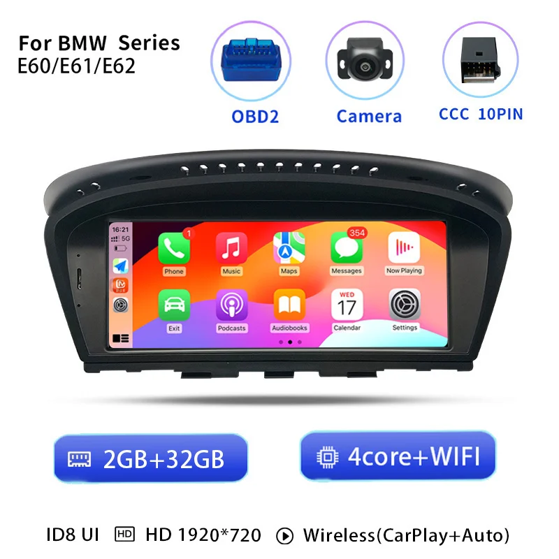 Android 14 Autoradio voor BMW Serie 5/3 E60 E61 E62 E63 E90 E91 Stereo Auto Multimedia CIC CCC GPS Navigatie Head Unit Carplay