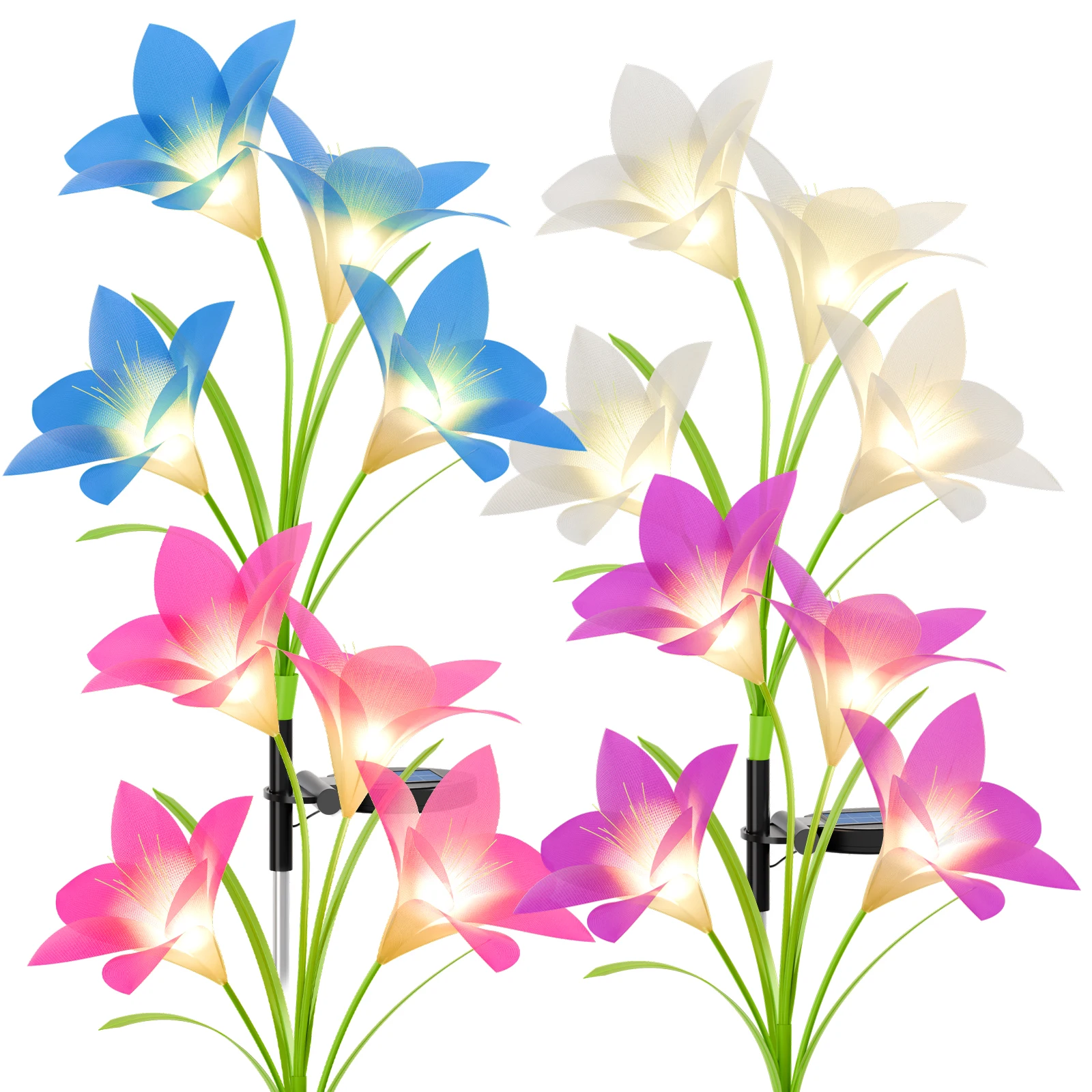 

Солнечный светодиодный светильник-цветок Lily, водонепроницаемый, с изменением 7 цветов, для улицы, сада, патио, декора дорожек