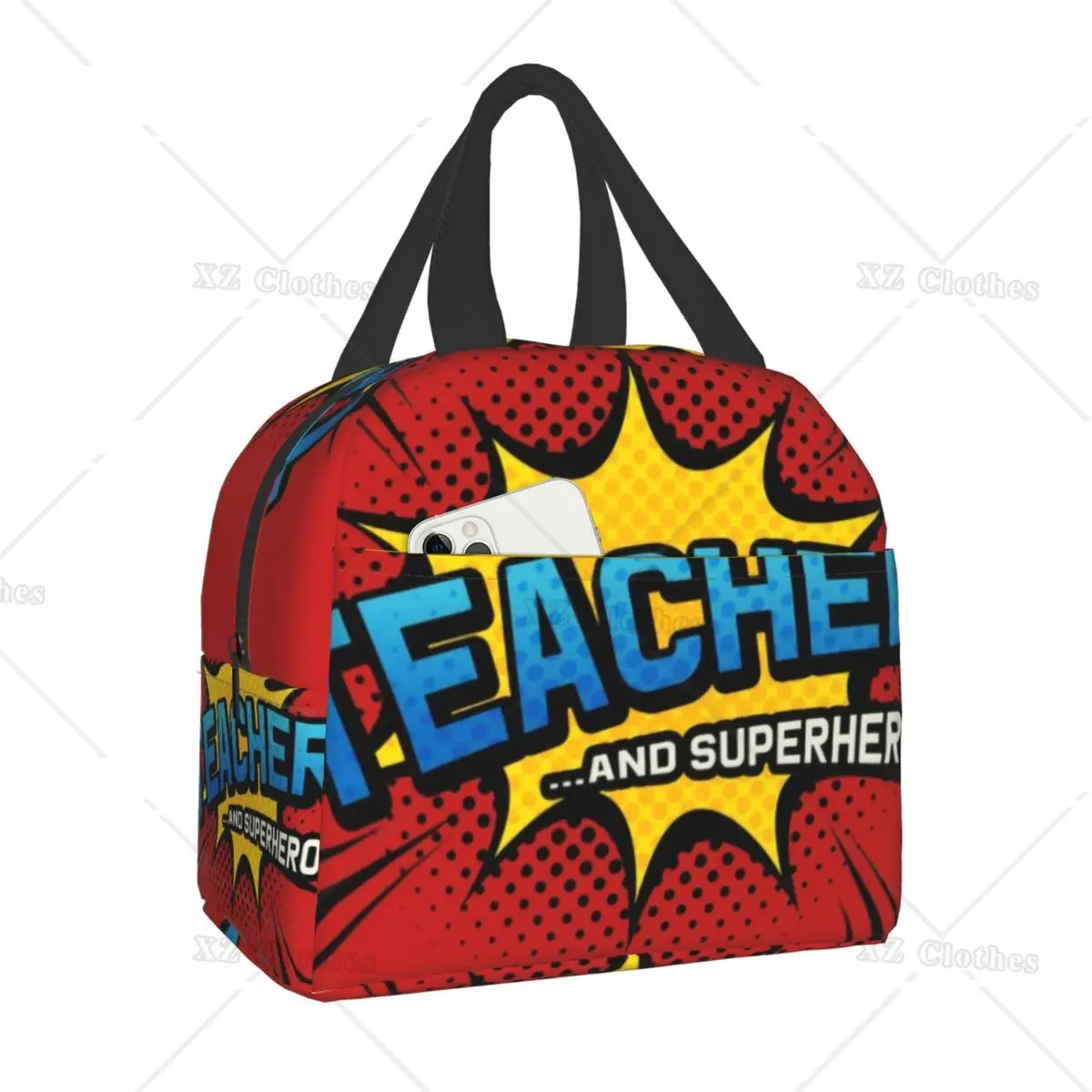 Teacher Superhero Insulated Lunch Bag for Women Men Kids School Office Science Social Worker Reusable Cooler Thermal Box