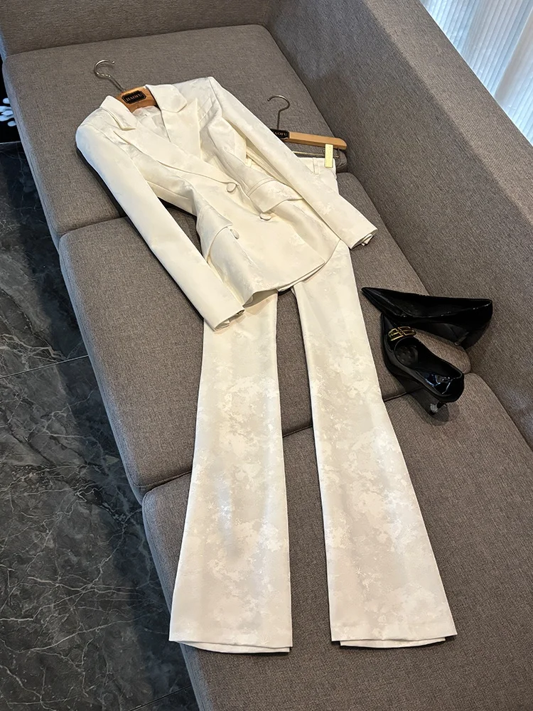 Ele – ensemble de costume Long brodé à Double boutonnage pour femmes, Star Advanced Faion National Sle, nouveau modèle, ensemble deux pièces