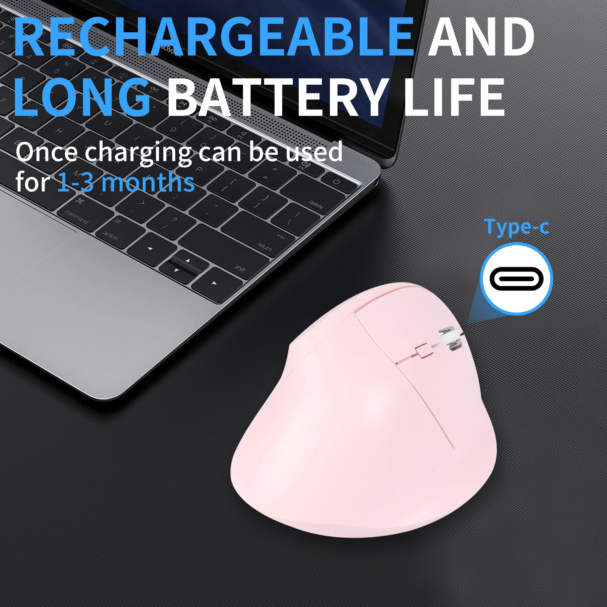 ماوس عمودي لاسلكي 2.4G بلوتوث ثنائي الوضع قابل لإعادة الشحن بيئة العمل منخفضة الضوضاء زر مكتب استخدام Mause مع أزرار جانبية #4