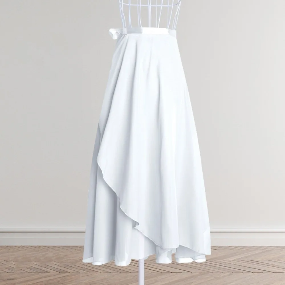 ロングタイアップバレエスカートダンスドレスラップスカーフロングシフォンダンススカートピュアカラーダンスアクセサリーフェアリーバレエチュチュスカート