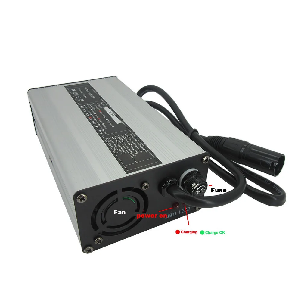 48V 10A Li-ion 13S Ebike Battery Fast Charger 54.6V 10A Lithium Escooter Motorcycle Solar System RV Golf Cart Charger