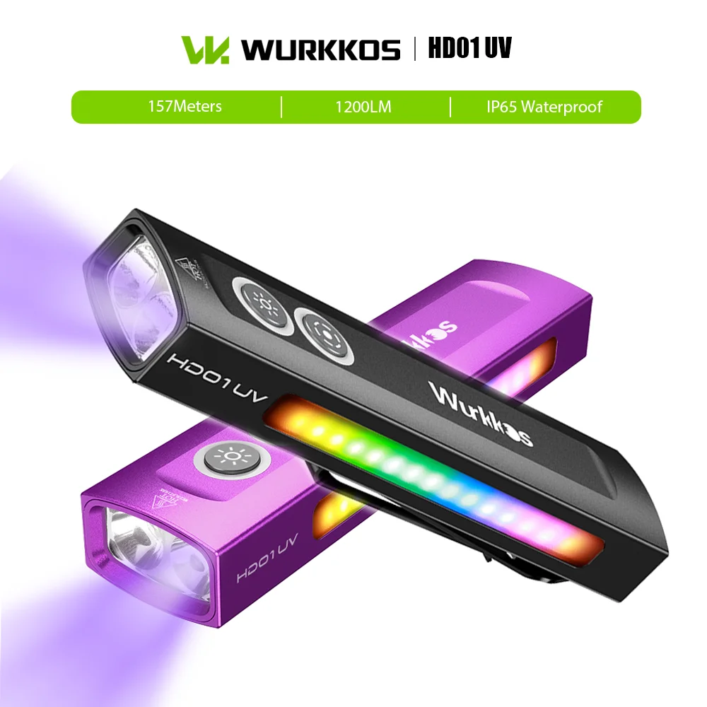 Wurkkos HD01 UV 3 in 1 EDC Flashlight 1200LM Rechargeable Clip UV Torch RGB Lighting for Outdoors Fluorescence Detection Camping