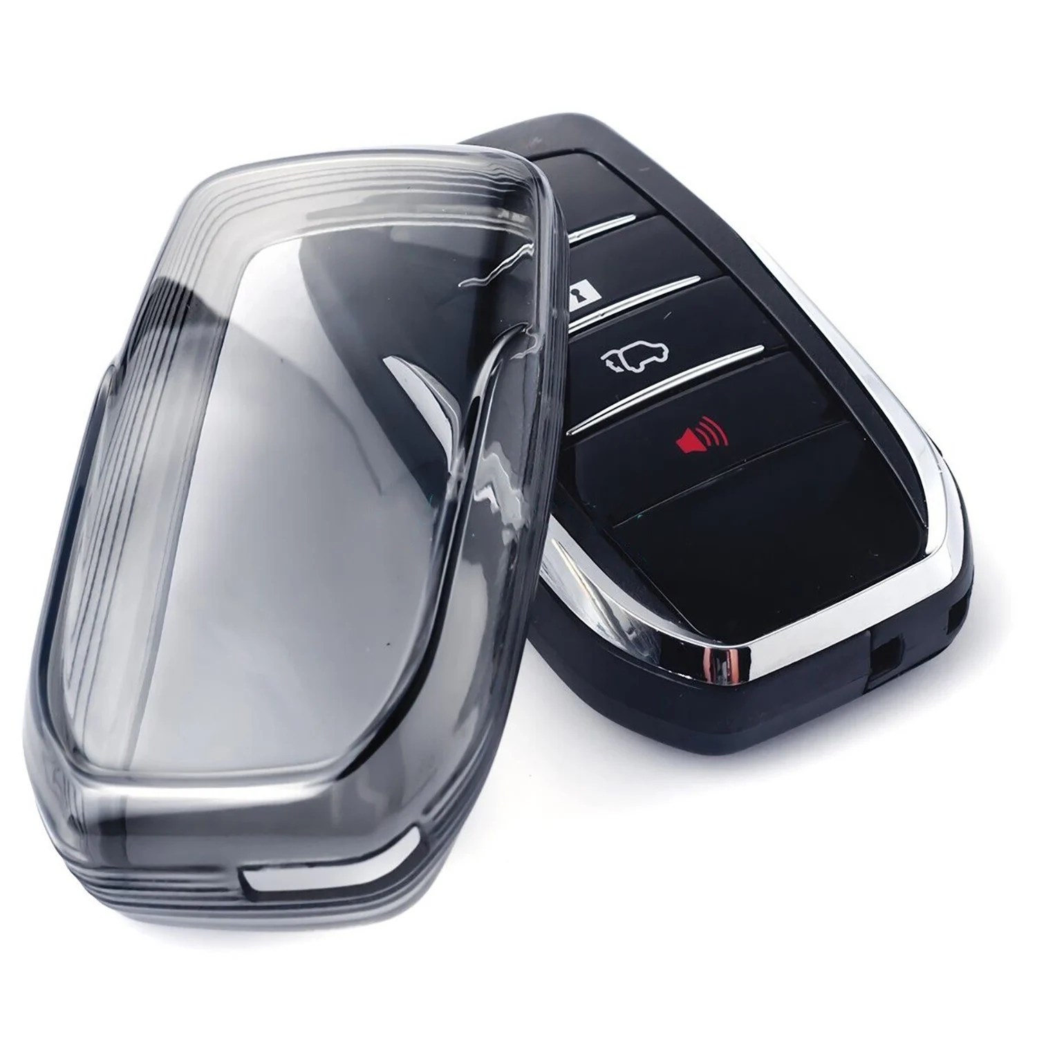 

1PC Black Transparent Key Fob Case Cover For Toyota Sienna Venza Hilux Tundra Mirai Car Replacement Parts
