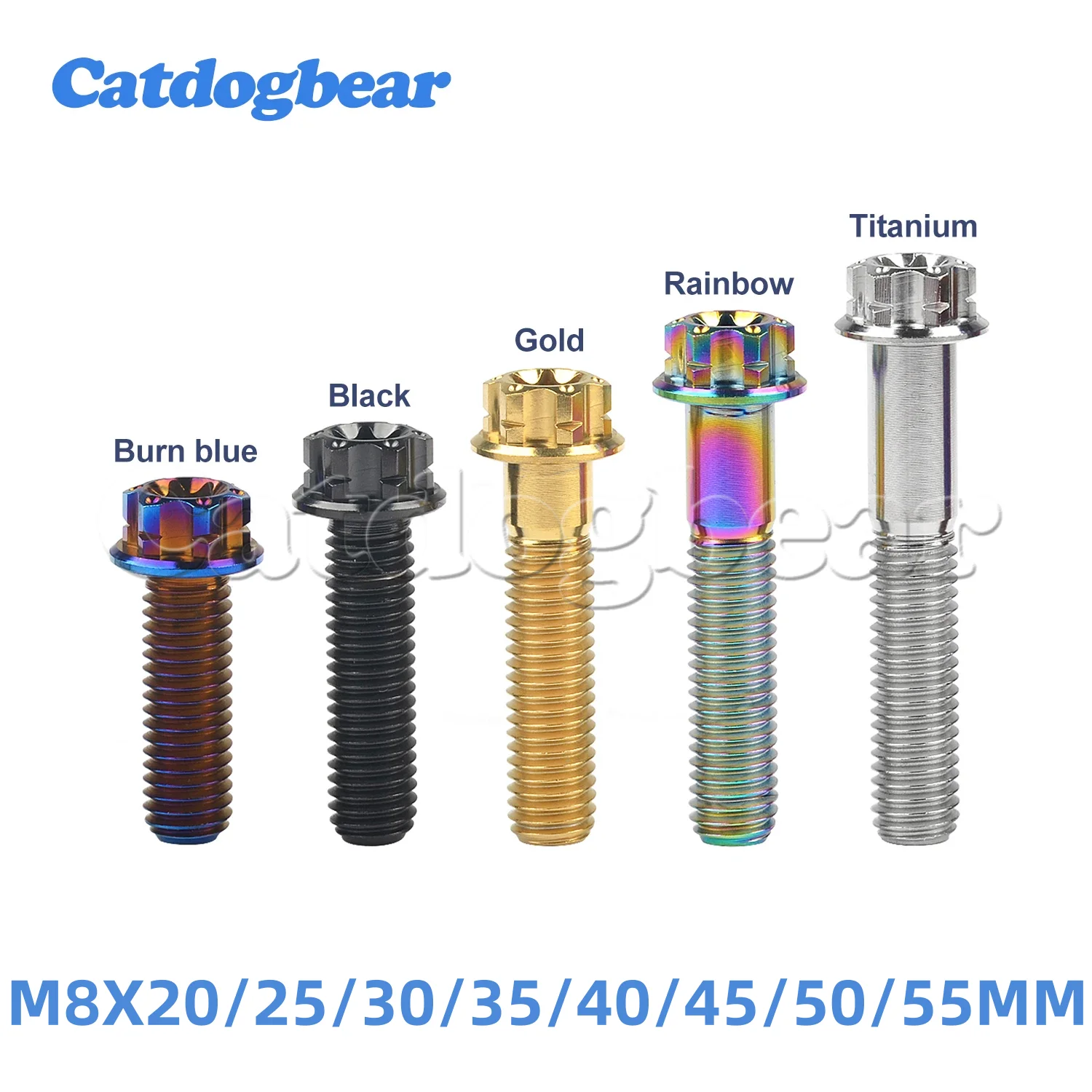 Catdogbear Titanium Bolts M8X20 25 30 35 40 45 50 55mm Torx Flange for Motor Bike Disc Brake