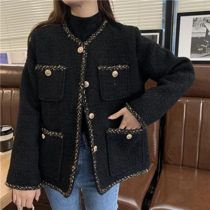 

New Women's Loose Straight Denim Versatile Top Small Fragrant Coat