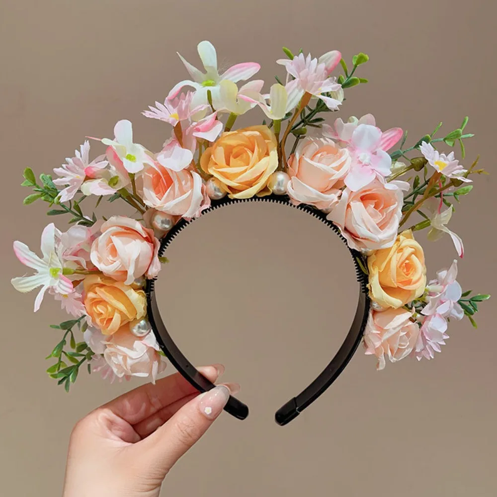 

Cloth Quanzhou Head-pinned Flower Hair Hoop Garland Simulation Flower Hair Band Photograph Props Headdress