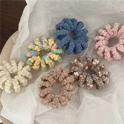 Cute Soft Lamb Fur Spiral Hair Ties Telephone Cord Scrunchies Elastic Hair Band Ponytail Holder Women Winter Hair Accessories