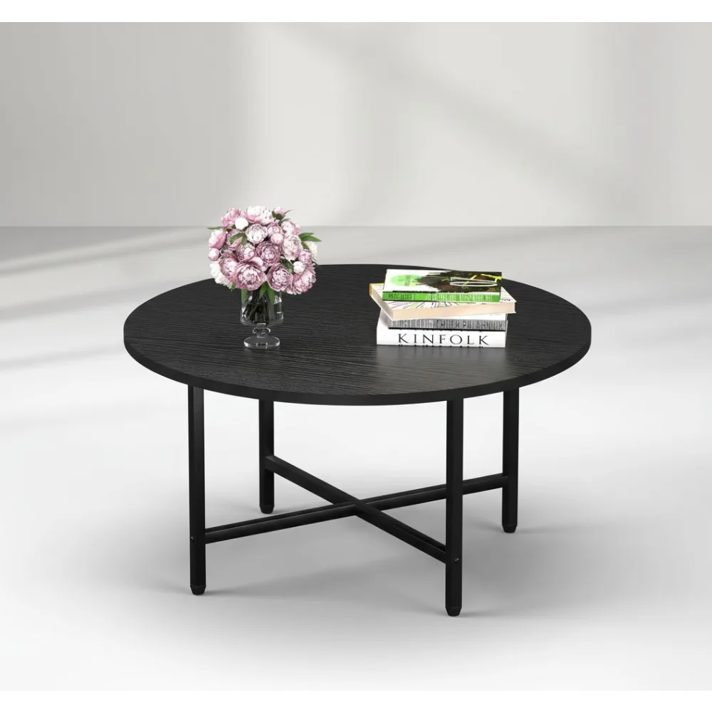 

Modern Round Coffee Table, 23.6" Metal Frame, Sturdy for Living Room, Office & Small Spaces