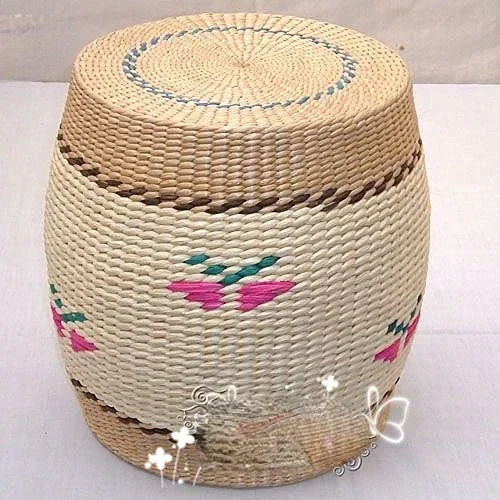 Environmentally Friendly Handmade Papyrus Woven Stool Pastoral Inner and Outer Drum Seat Dun Sitting