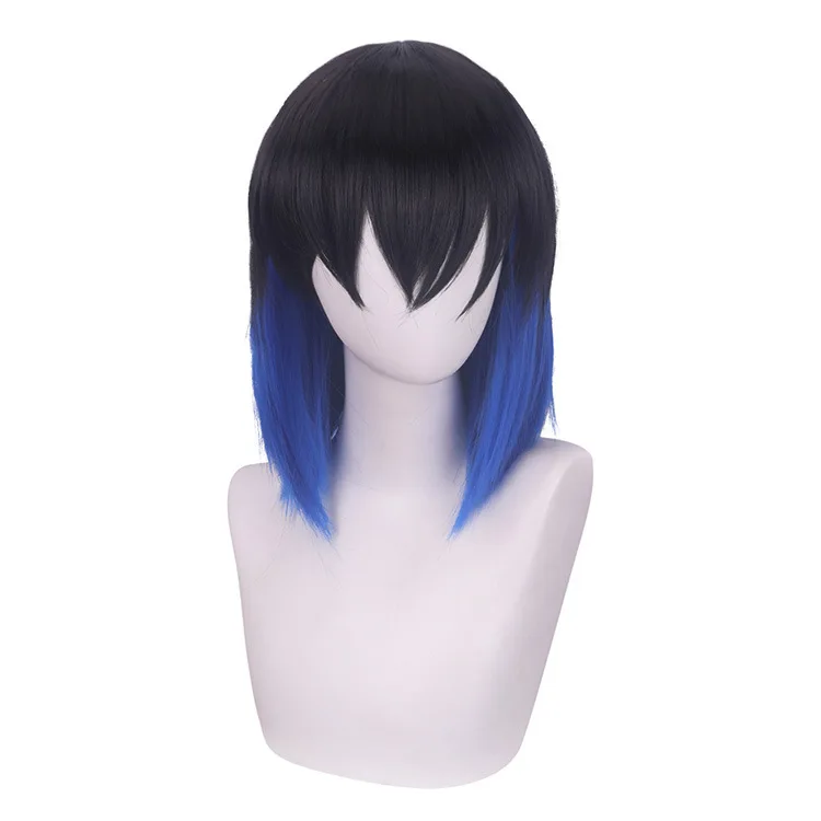 Hashibira Inosuke Short Blue Ombre Wig Heat Resistant Hair Cosplay Costume Wigs