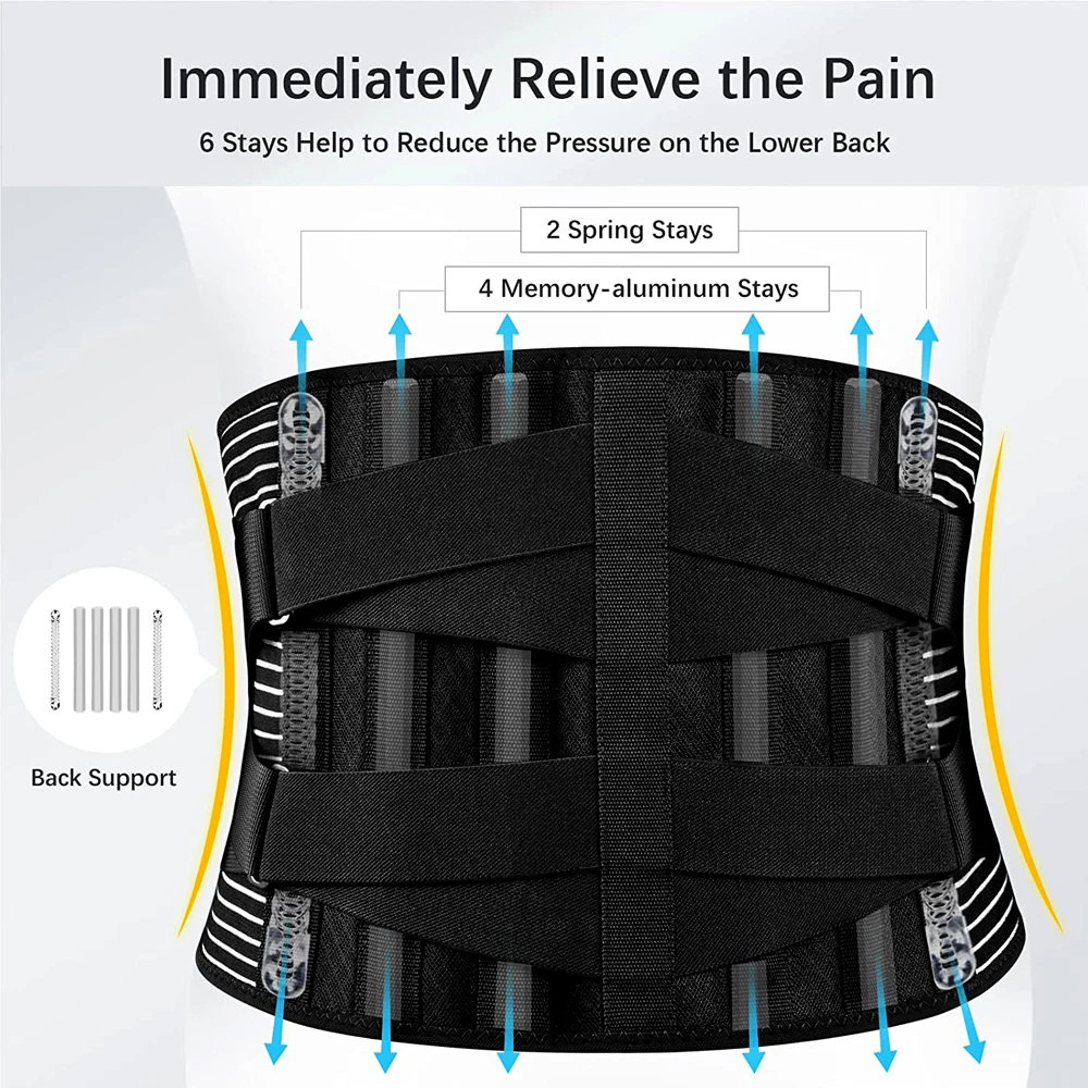 Tirantes para espalda para dolor de espalda baja, ideales para mujeres y hombres con almohadilla Lumbar extraíble y correas de soporte ajustables, cinturón para ciática