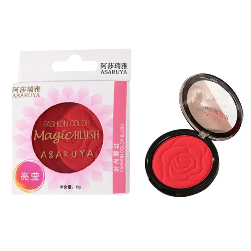 Rose Petal Relief Blusher 6 Colors Monochrome Blush Makeup Palette Mineral Powder Rouge Orange Pink Cheek Tint Blush Cosmetics