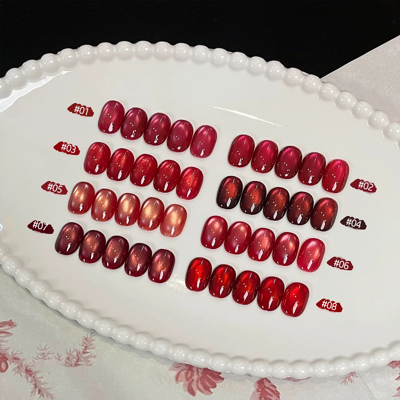 

MIANEL 10ML New Year Lucky Red Cat Eye Gel Nail Polish 2026 New Winter Style Wine Red Glass Beads Nail Polish Nail Art 1-8pcs