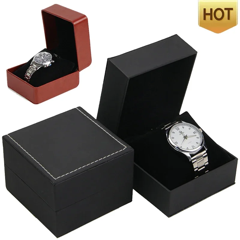 صندوق تخزين الساعات من البولي يوريثان، علبة عرض واحدة، منظم الساعات، منظم مجوهرات السفر، هدية للنساء والرجال