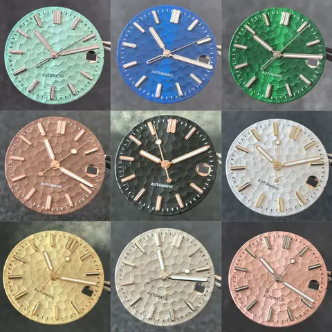 28.5 Honeycomb Texture Watch Dial DIY Wristwatch Modification Accessories Green Luminous Faces for NH35 NH36 Mechanical Movement