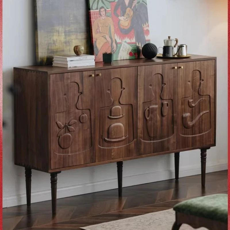 

Шкаф для прихожей большой вместимости, ретро-дизайн, черный орех, массив дерева, рельефная отделка