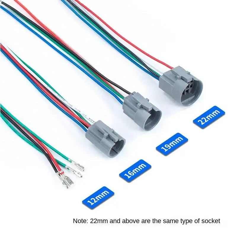 12/16/19/22mm Metal Push Button Switch Flat Round Power Control LED Light Self-lock Reset Momentary 6V 24V 220V Waterproof IP65 view 6
