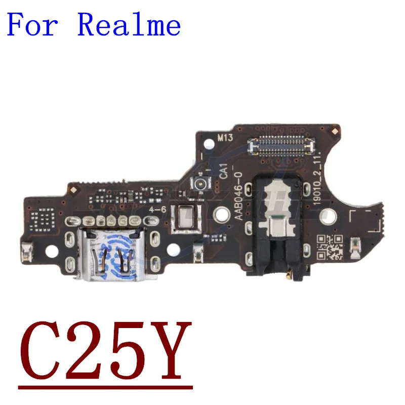 Original USB Charging Port Dock Plug Connector Charger Board Module With Microphone For OPPO Realme C25 C25Y C30 C31 C33 C35