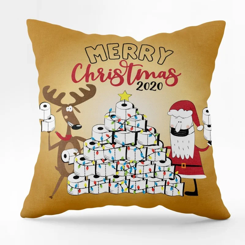 Christmas Abstract Santa Claus Pattern Print Home Decorative Cushion Cover Living Room Sofa Pillowcase