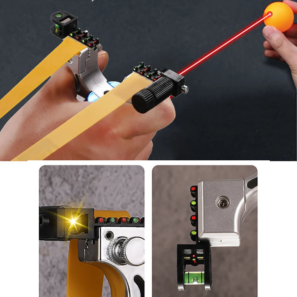 Infrared 98k Laser Slingshot Shot with Flat Rubber Band &Level Instrument For Outdoor Sports Hunting Shooting Slingshot Catapult