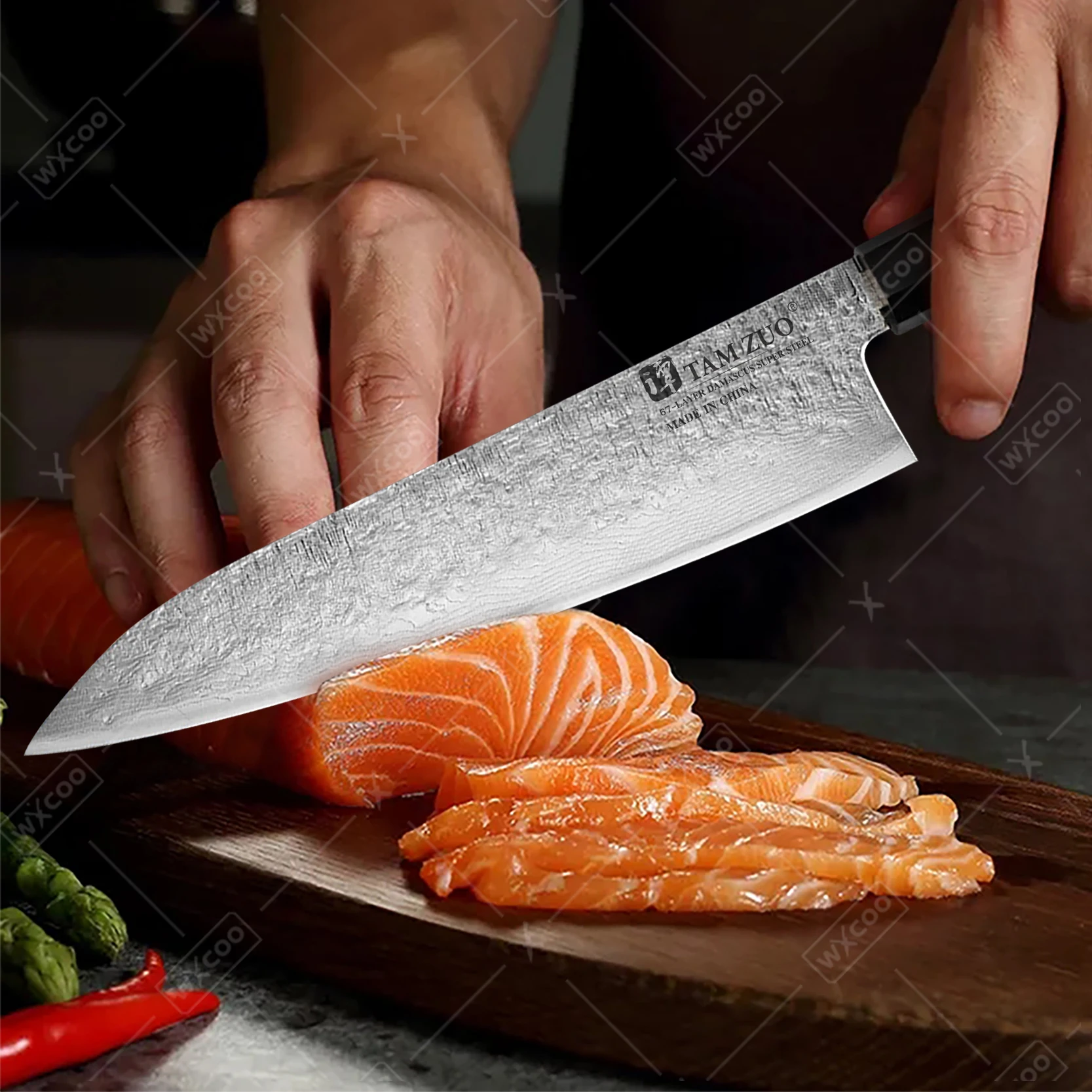 

TAMZUO Damascus Fruit Kitchen Knife VG10 Damascus Chef Knives Japanese Chef Knife Set Meat Fish Fruit Kitchen Cleaver Knives