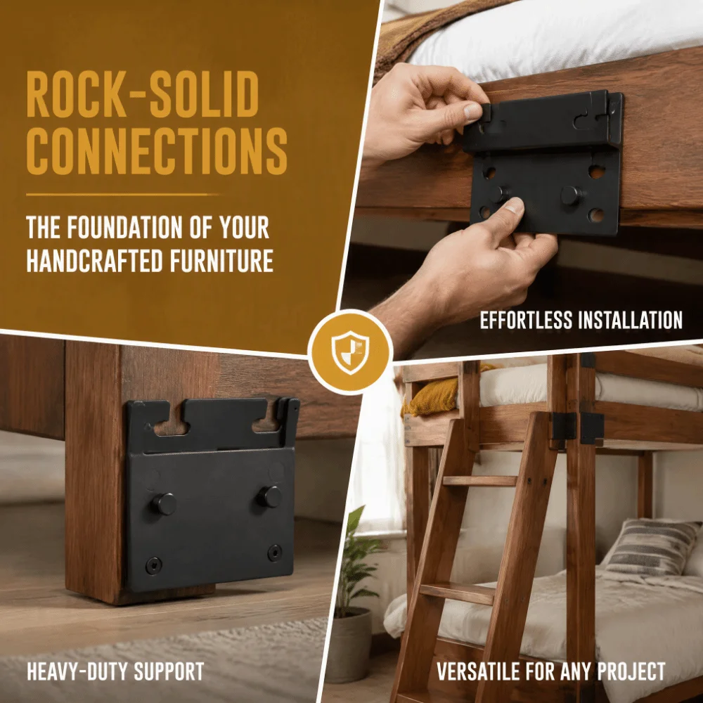 1 set Practical Black Hinge Bracket Iron Adjustable Furniture Hardware Connector Bed Frame Bracket Footboards
