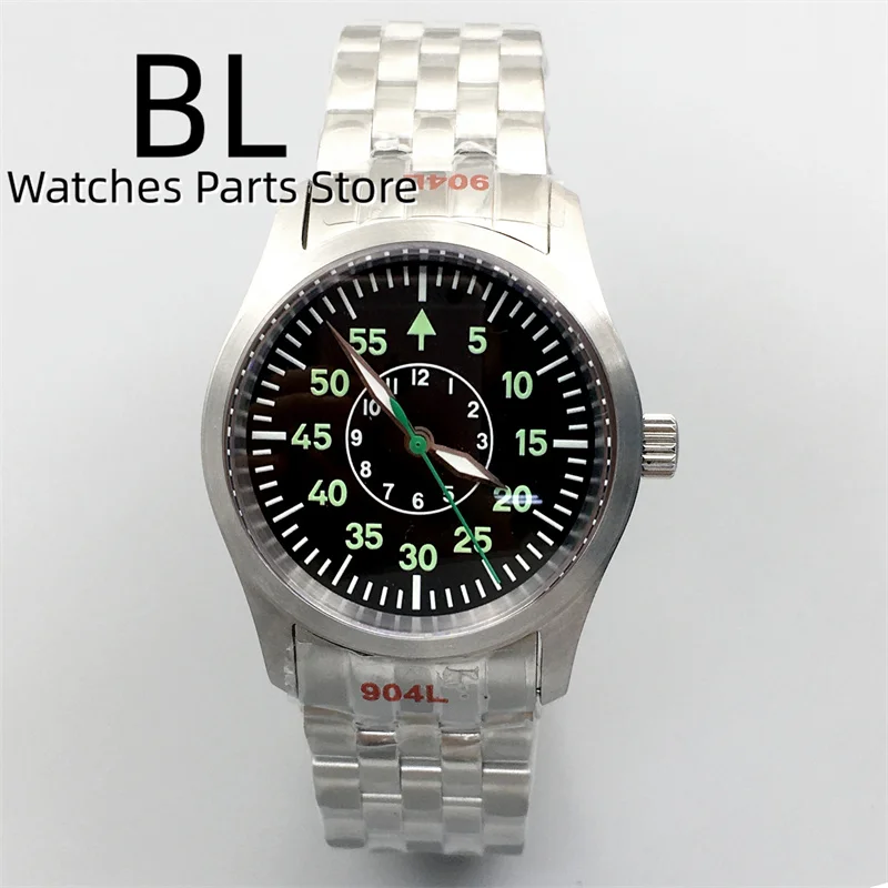 BLIGER 36mm/39mm Steel Pilot NH35 Movet Dive Watch For Men Green/Blue Black Dial With Super Green Luminous Micro Domed Sapphire