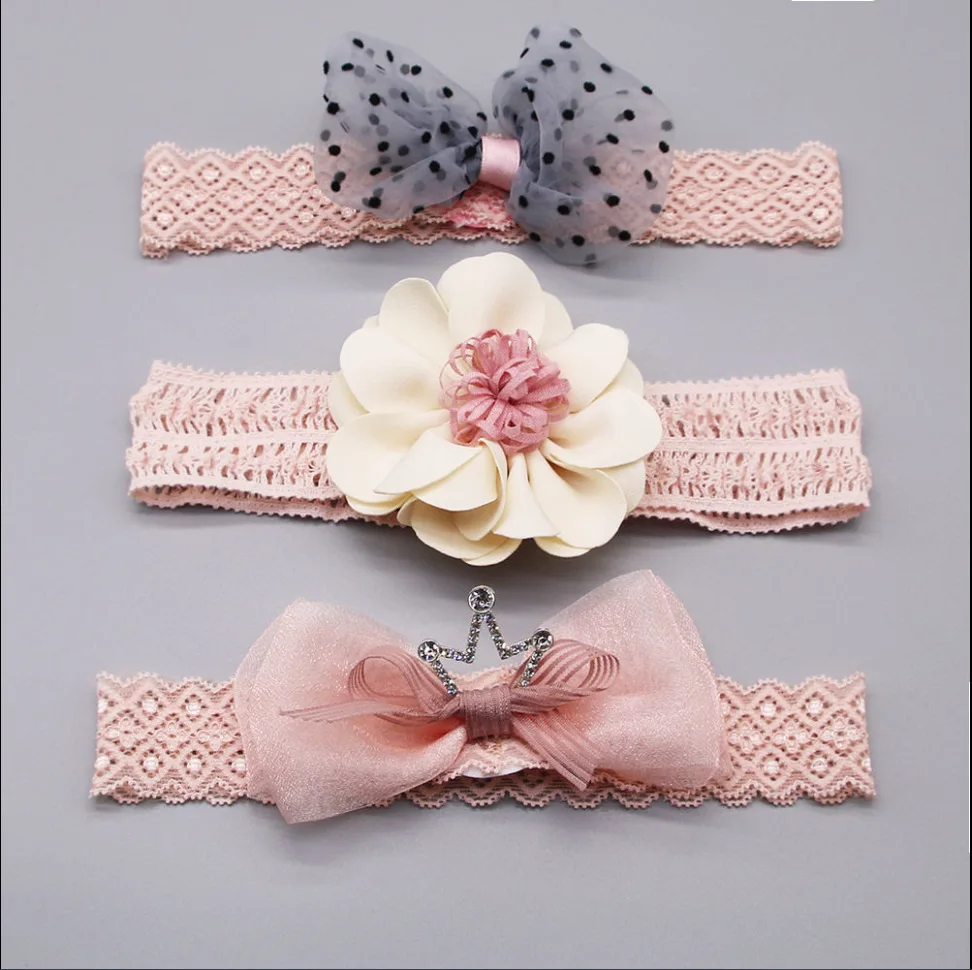 3 Pcs Baby Photo Hair Accessories Baby Girl Bow Cute Headwear Hair Clips Baby Headbands Baptism Newborn Headflowers