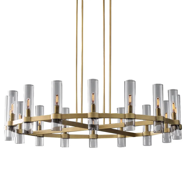 

RH American retro simple living room Nordic personality villa light luxury hotel chandelier