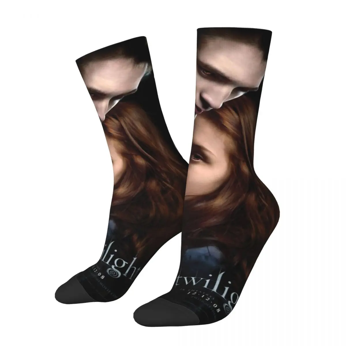 Hip-hop The Twilight Saga Movie Skateboard Socks Edward and Bella Polyester Crew Socks for Women Men Non-slip