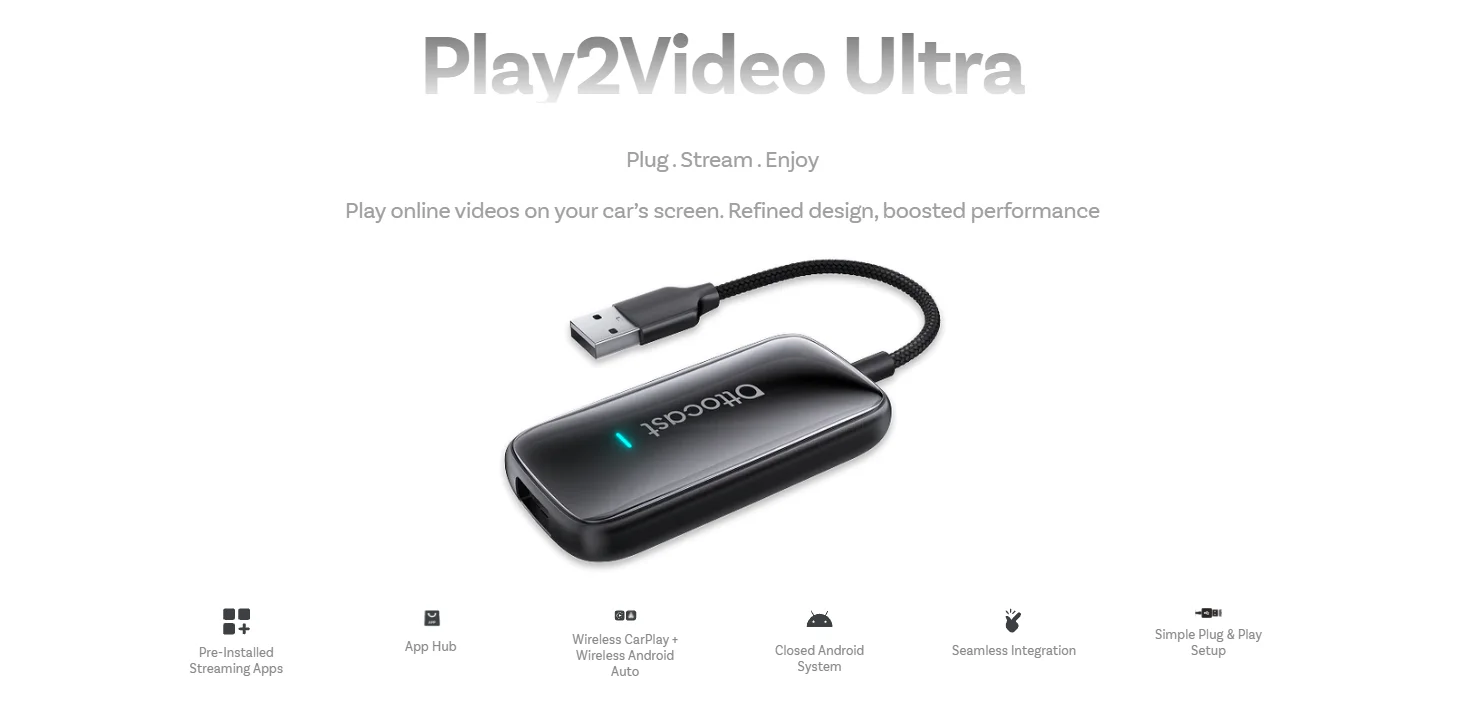 OTTOCAST Play2Video Ultra Kabelloses CarPlay AI Box Video-Streaming für Auto YouTube Netflix IPTV Plug&Play für Werks-Kabel-CarPlay – Detail 4