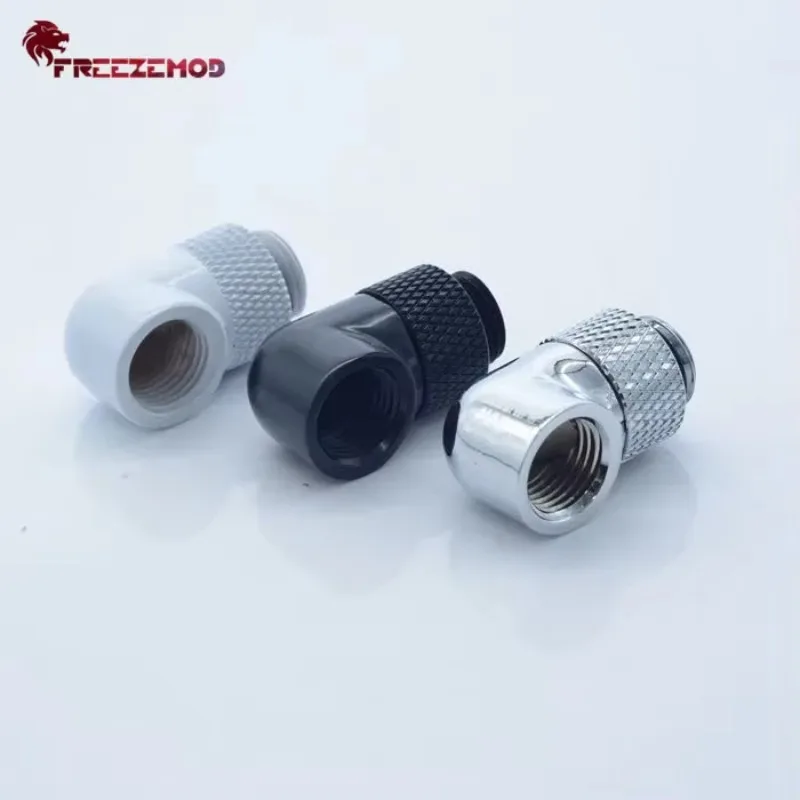 FREEZEMOD HXZWT-J90 Brass Silvery/Black/White G1/4'' thread 90 degree 360 Rotary Adapter computer pc water cooler fitting.