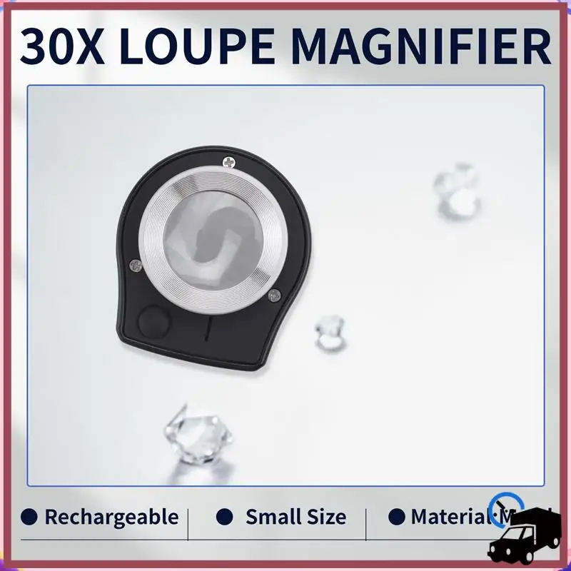 

Efficient 30X Loupe Magnifier With 6 LED Lights, Rechargeable Portable Desktop Metal Jewelers Loupe, Magnifying Glass With Light