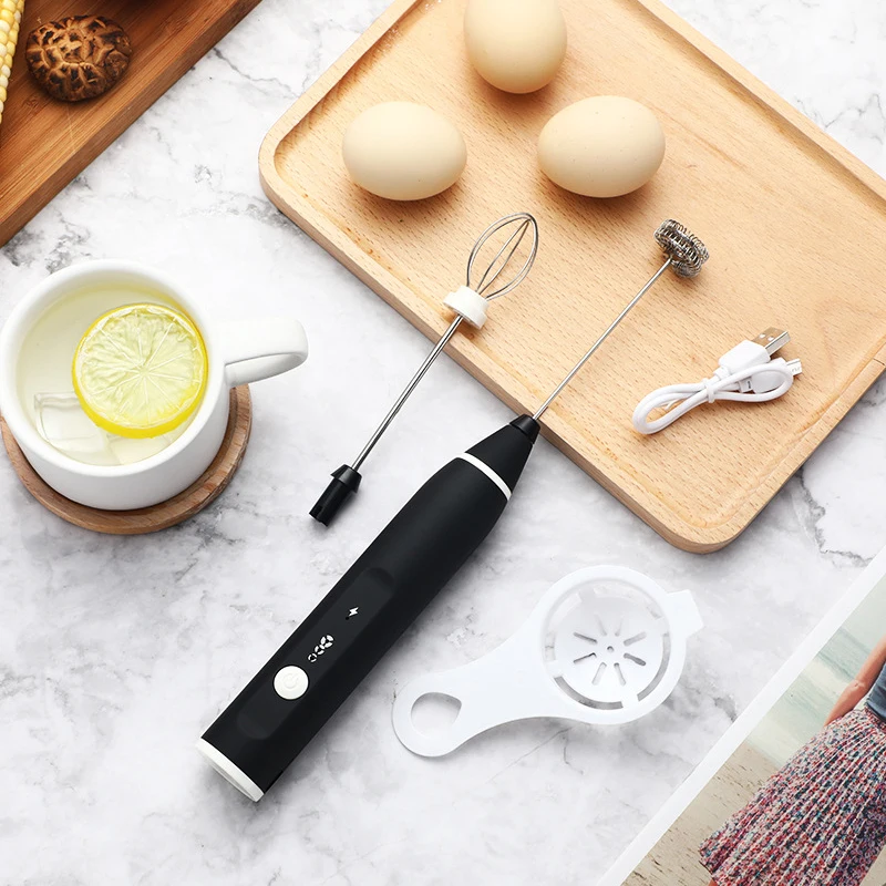 Portable Electric Handheld Milk Frother Blender with USB Charger Bubble Maker Whisk Mixer for Coffee Cappuccino Kitchen Aid