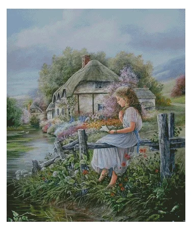 

Красивое чтение девушек людей ремесло 18CT 14CT без печати вышивка счетным крестом наборы DIY набор украшения стены для ручной работы